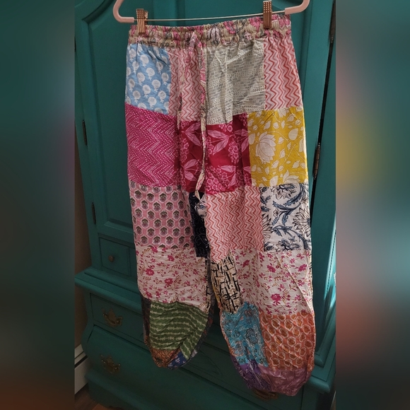 Pants - Patchwork Multicolor Kantha Style Joggers